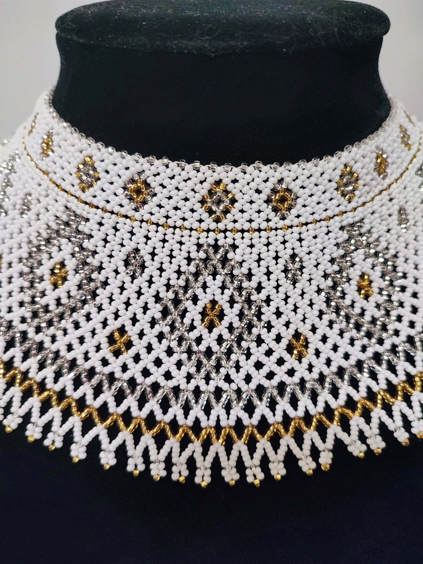 Woven Beaded Collar Czech Necklace