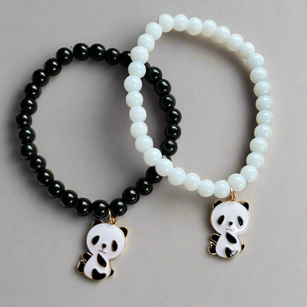 Panda Charm Couple Bracelet - (6mm Beads)