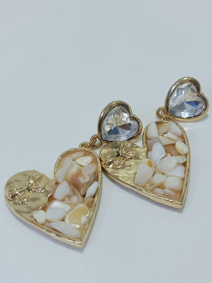 Red Heart Korean Earrings (Stones)