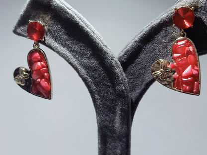 Red Heart Korean Earrings (Stones)