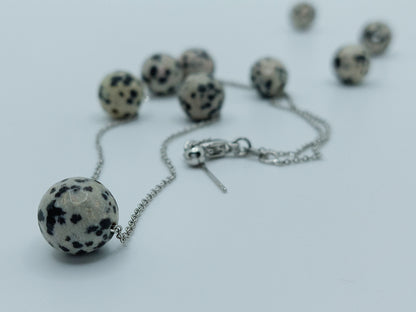 Dalmatian jasper cut Bead Necklace