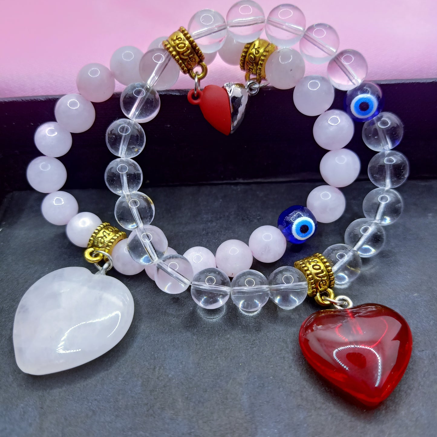 Couple Bracelet (Rose Quartz & Crystal Quartz)